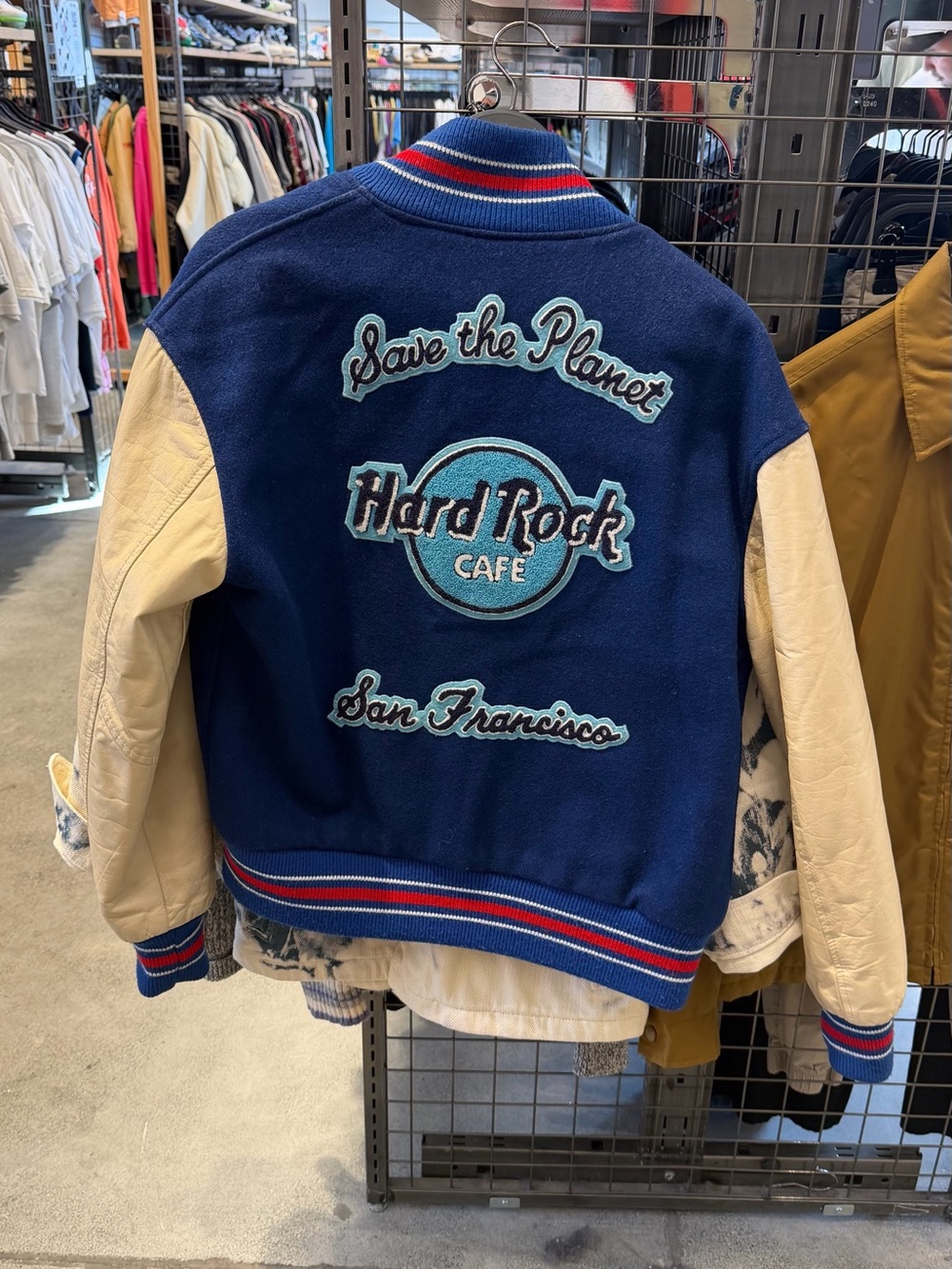 Vintage Blue Cream Varsity Letterman Jacket Men’s Wool Leather Sleeves Striped